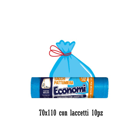 Rotolo sacchi Azzurro Elios 70x110 con laccetto-10pz