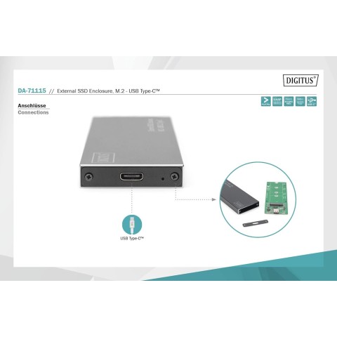 Box esterno Digitus per ssd m2 usb 3.1 tipo c DA71115