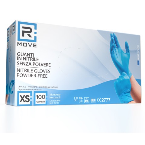 Guanti monouso RMove in Nitrile 100pz Tg XS Blu