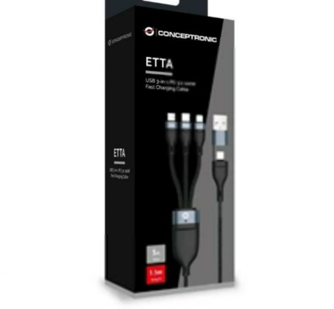 Cavo usb 3-in-1 PD 3.0 100W Ricarica rapida 1.5m, 20V 5A,480Mbps