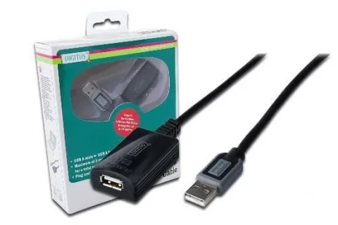 Cavo prolunga usb 2.0 10mt amplificata digitus nera da73100 nera