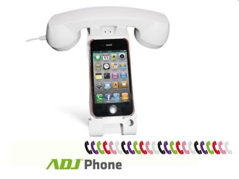 Cornetta ADJ bianca iphone/smartphone/pc con supporto alluminio