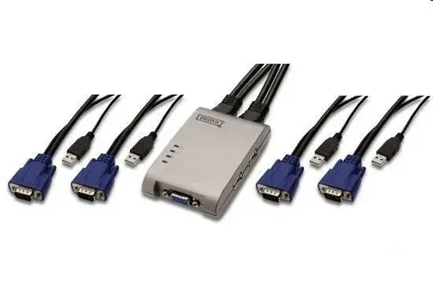 Kvm 1 monitor 1tast+mouse 4pc elettronico usb digitus ds12200