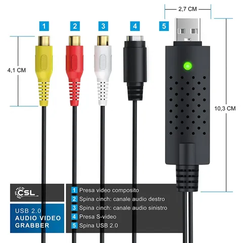 Scheda di acquisizione video Grabber usb 2.0 analogica Technaxx