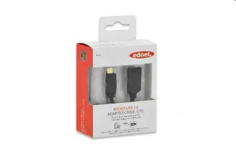 Cavo ednet 2.0 otg micro usb a usb femmina 20cm bk e84192