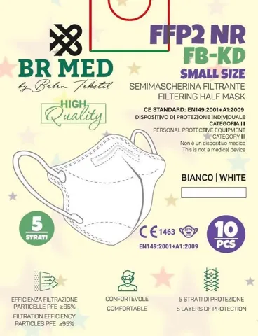 Mascherina protettiva FFP2 10pz formato piccolo 5 strati bianca