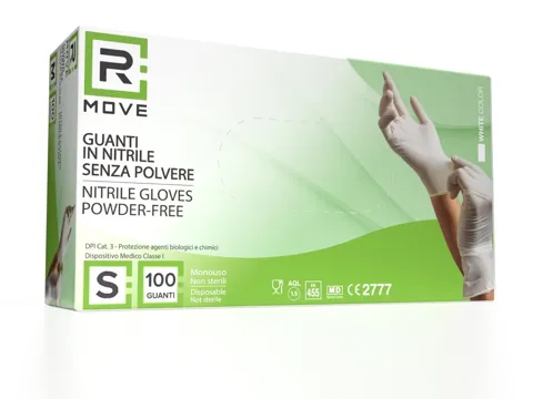 Box guanti rmove nitrile bianco uso medico senza polvere s 100pz