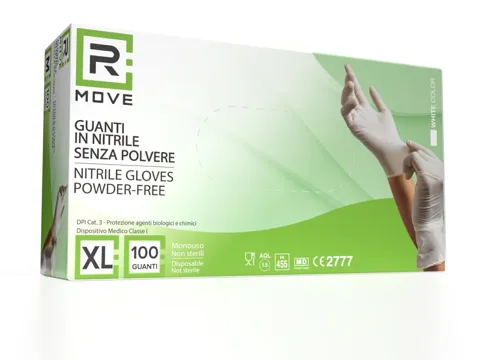 Guanti monouso RMove nitrile bianco uso medico senza polvere XL 100pz