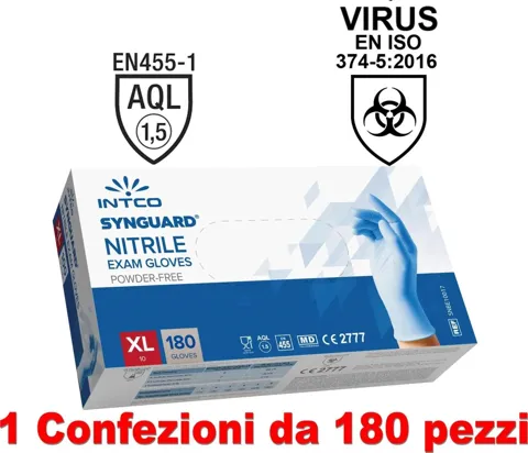 Box guanti in nitrile taglia XL pz180 uso medico senza polvere