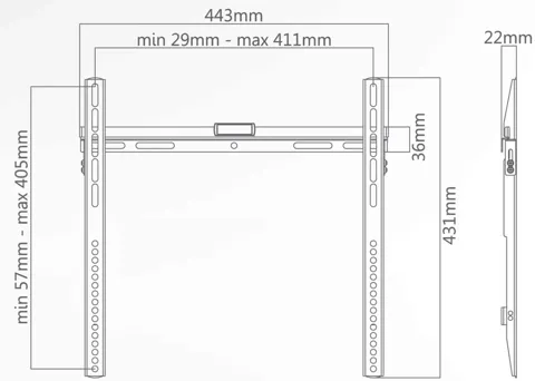 Staffa da parete Superior tv 32"-55" ultra flat 40kg