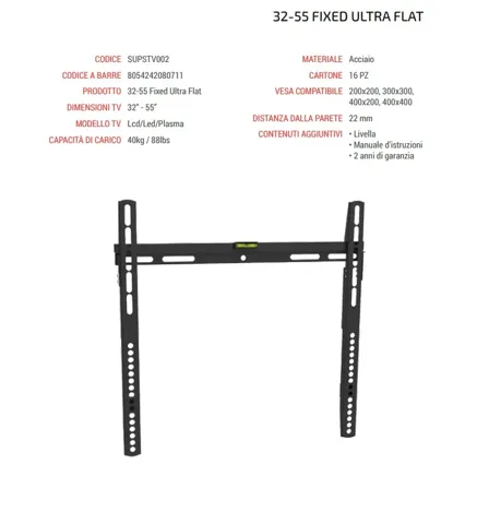 Staffa da parete Superior tv 32"-55" ultra flat 40kg