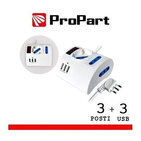 Multipresa 3 posti tavolo bipass0+bip/schuko+usb sp 16a+int