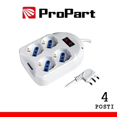 Multipresa 4 posti bipass0 schuko spina 16a quadrata+interrutore