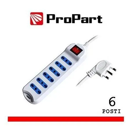 Multipresa 6 posti bipass0 schuko spina 16a + interrutore