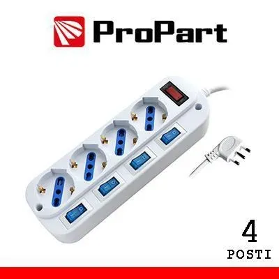Multipresa 4 posti bipass0 schuko spina 16a + inter. multiplo