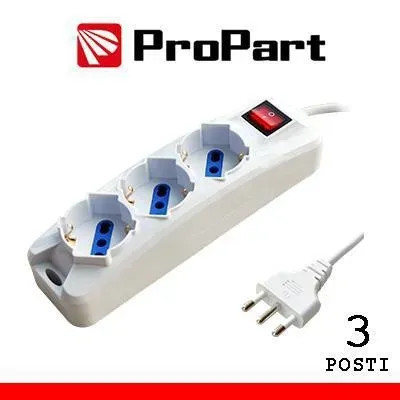 Multipresa 3 posti bipass0 spina schuko spina 16a+interruttore