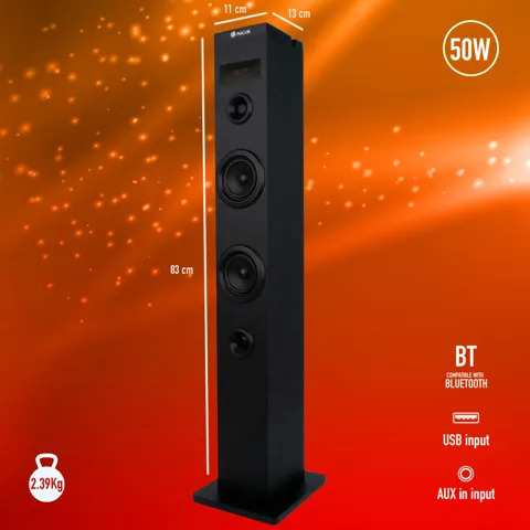 Casse audio NGS a torre sky charm bt/usb/fm/aux 50w nera