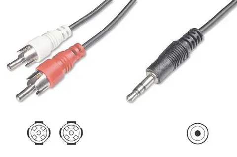 Cavo audio 2xrca m 1xjack m digitus 5mt 07646