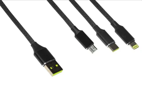 Cavo usb 3 in 1 connettori microusb +tipo c + iphone 8 poli