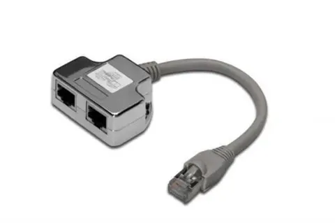 Adattatore per cat. 5e per 2 linee rj45 su un unico cavo