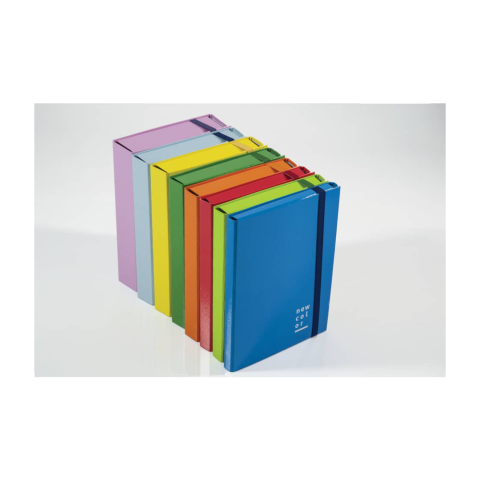 Cartella a 3 lembi con elastico piatto 25x35 cm dorso 5 cm Blu