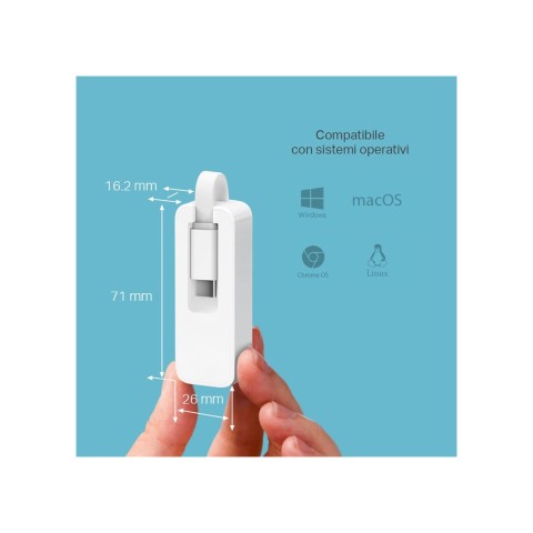 Adattatore di Rete Tp-Link da USB 3.0 Type C a Gigabit Ethernet 10/100/1000Mbps