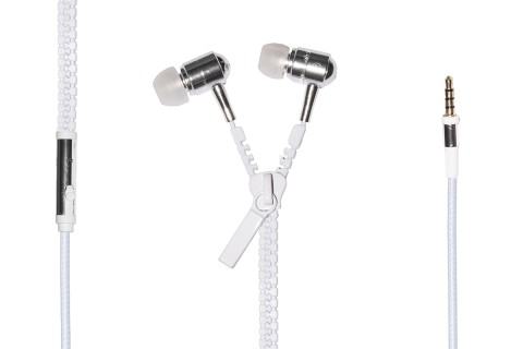 Cuffie audio Link con auricolari plug 3,5 mm cavo 1,2mt apertura a zip bianco e cuffie silver