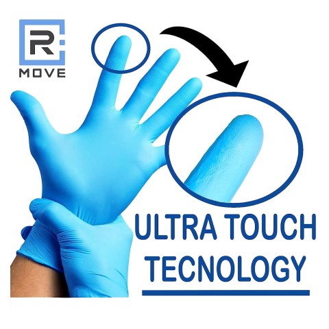 Guanti monouso Rmove nitrile uso medico senza polvere tg L - 200pz blu