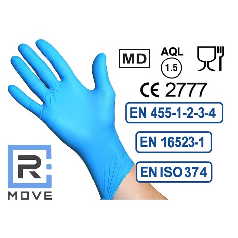 Guanti monouso Rmove nitrile uso medico senza polvere tg L - 200pz blu