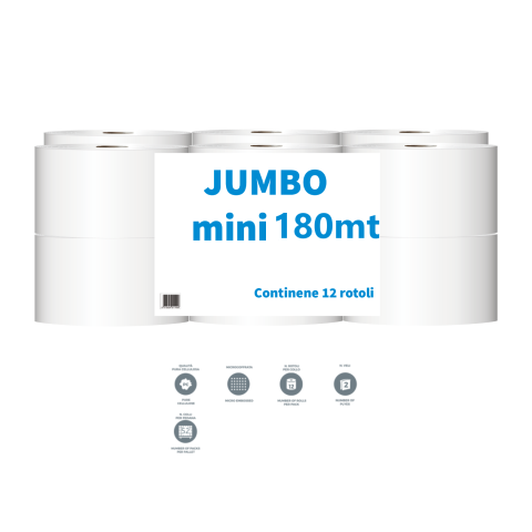 Carta igienica Mini Jumbo 12 rotoli - 180mt