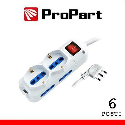 Multipresa 6 posti bianco 6 prese bipasso+2 16a schuko int