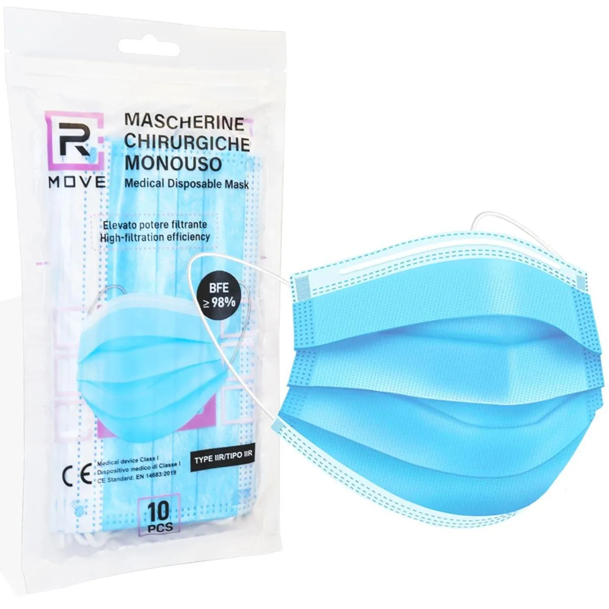 Mascherina chirurgica filtrante 3 veli iir box 10pz