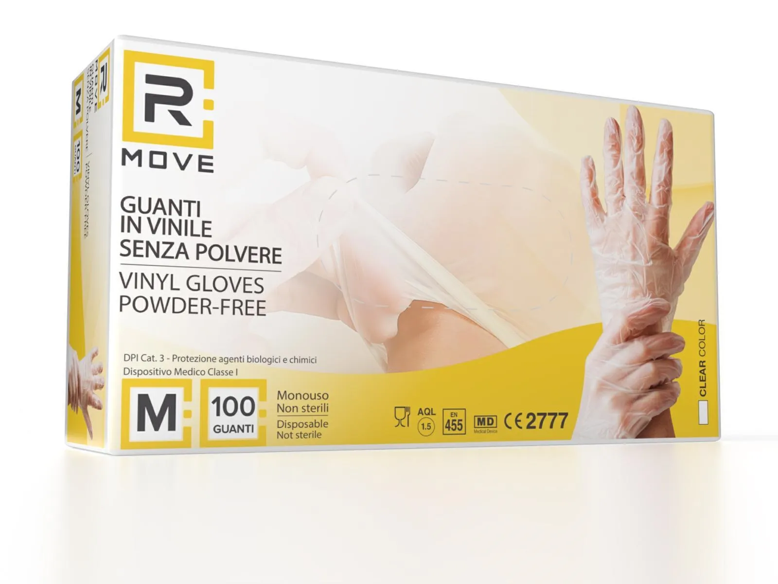 Box guanti Rmove in vinile clear taglia m uso medico no polvere