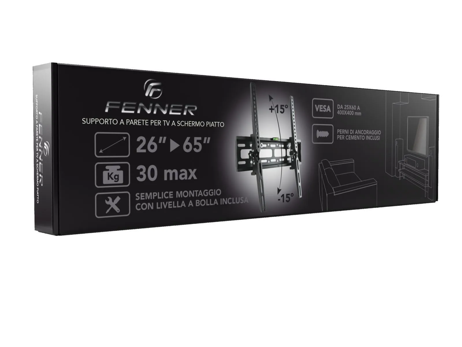 Staffa da parete Fenner tech tv fn-c40 26"-65" tilt ultra 30kg