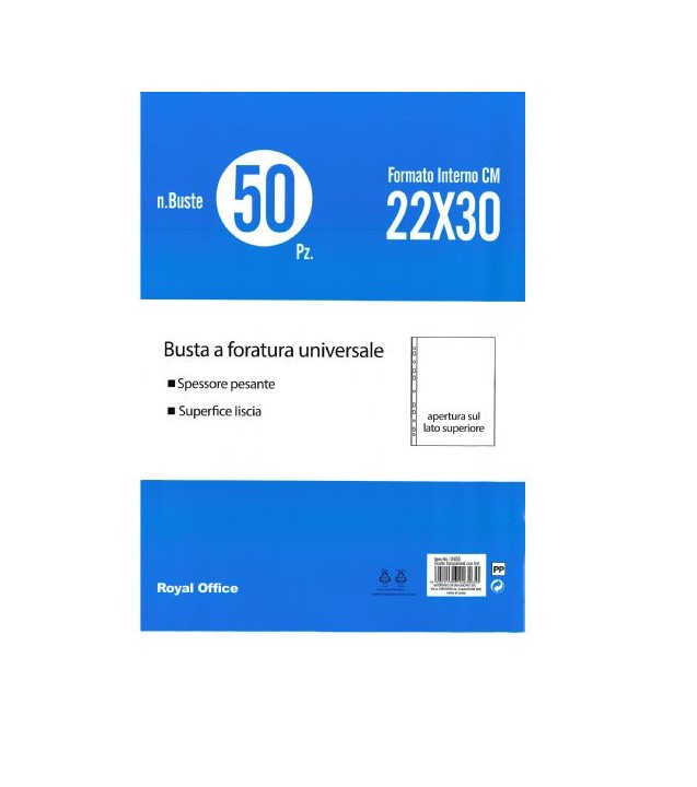 Buste forate Royal office 22x30 150My 50 pezzi superior