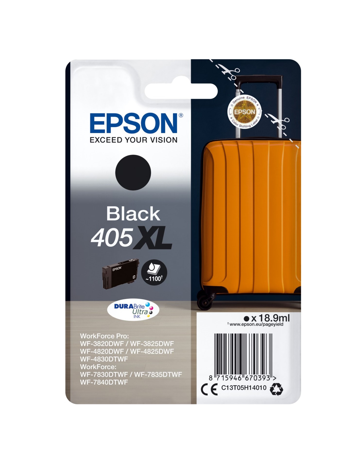 Cartuccia originale Epson nera 405xl 1.1k c13t05h14010